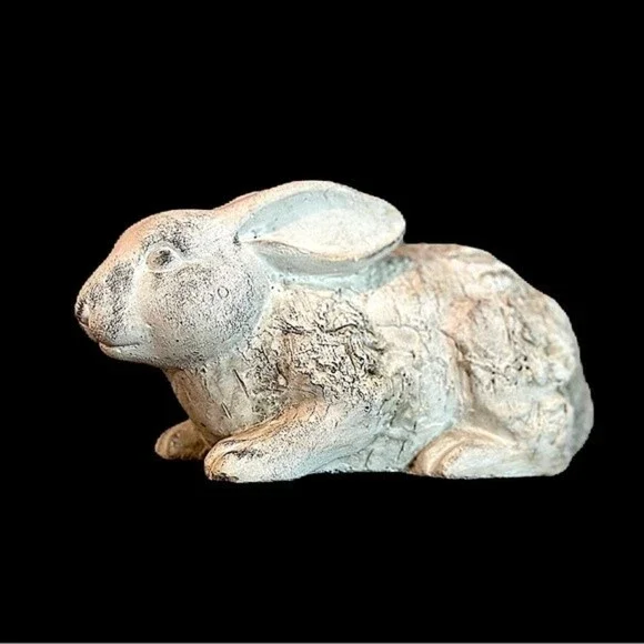 Farmhouse French Concrete Bunny Rabbit Figurine Spring Home Decor - Picture 1 of 8
